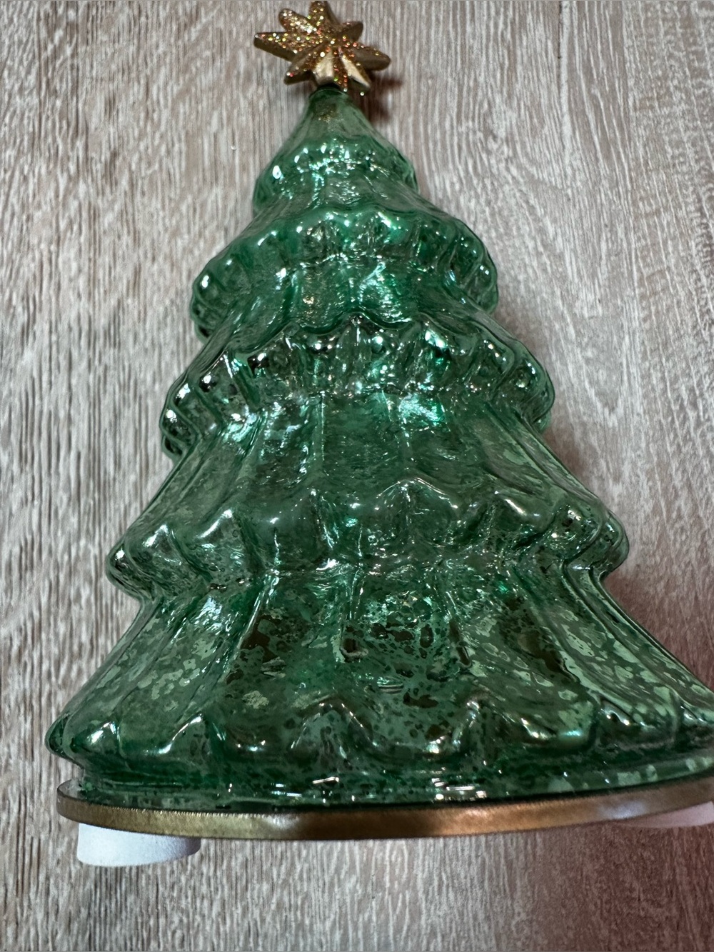 Lenox Green Glass Christmas Tree with Gold Star decor with light - Picture 9 of 10